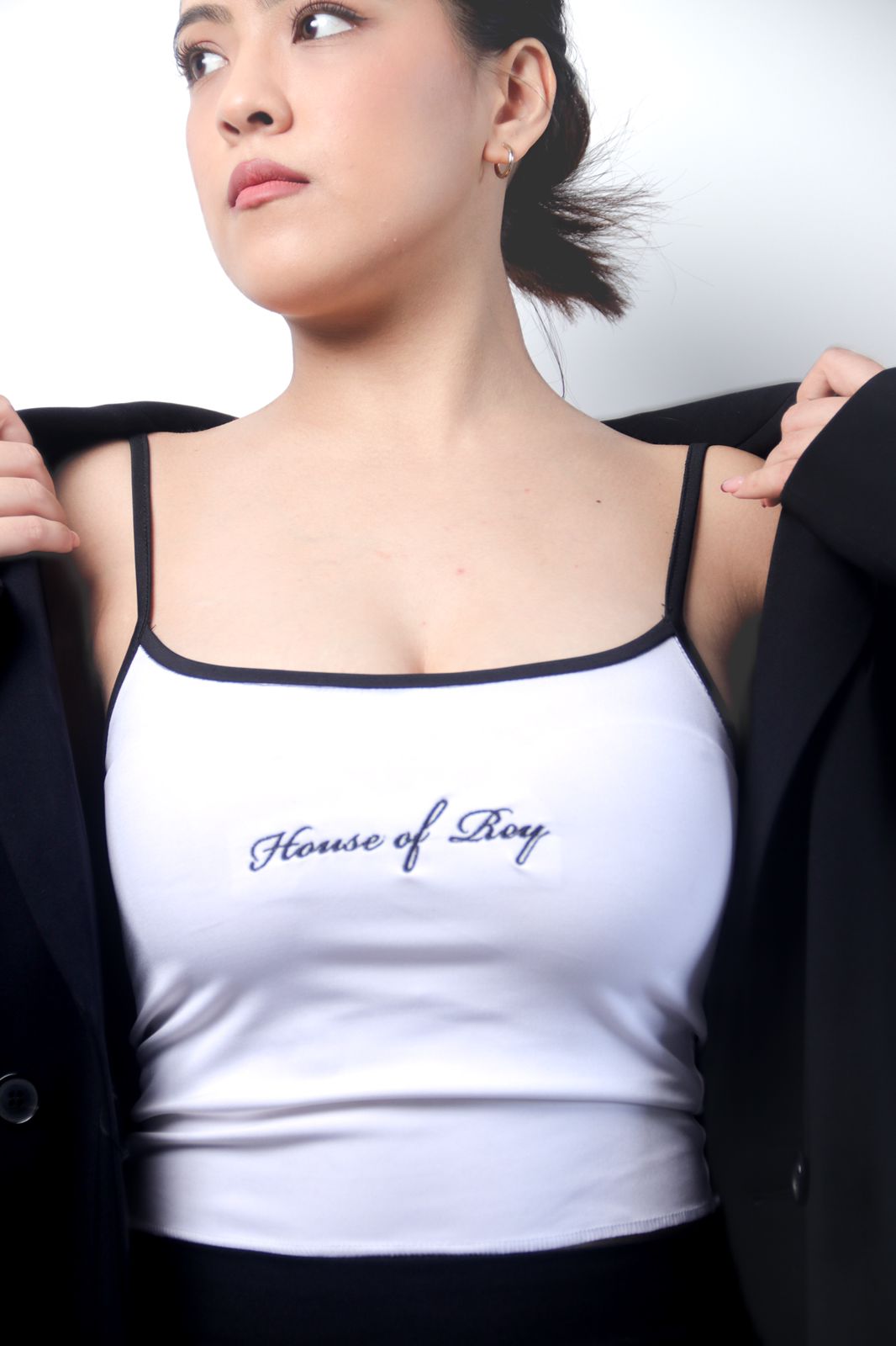 HOUSE OF REY EMBROIDERED SPAGHETTI TOP