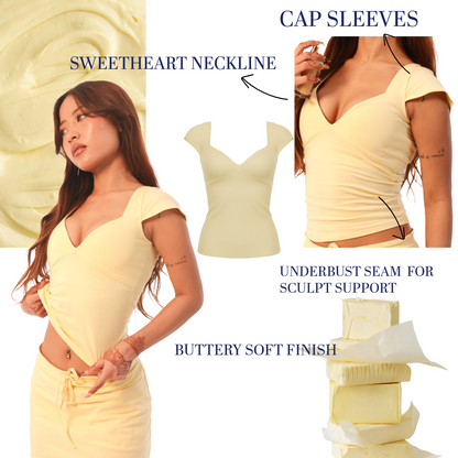 YELLOW SWEETHEART NECK TOP
