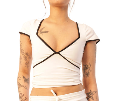 VANILLA PLUNGE NECK TOP