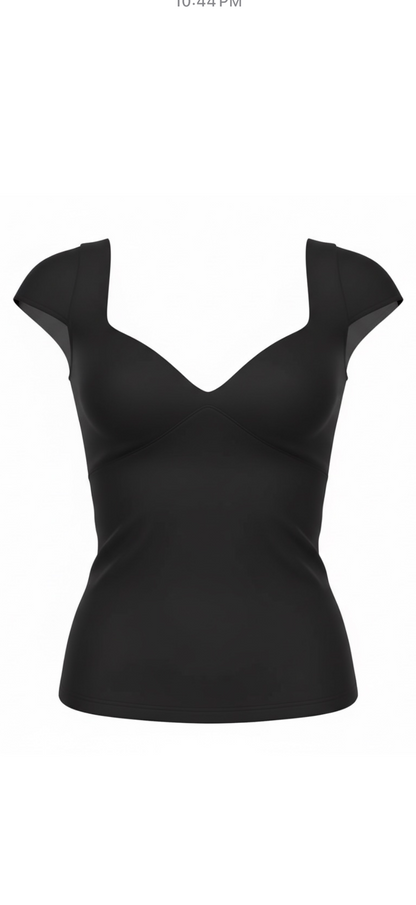 BLACK SWEETHEART NECK TOP