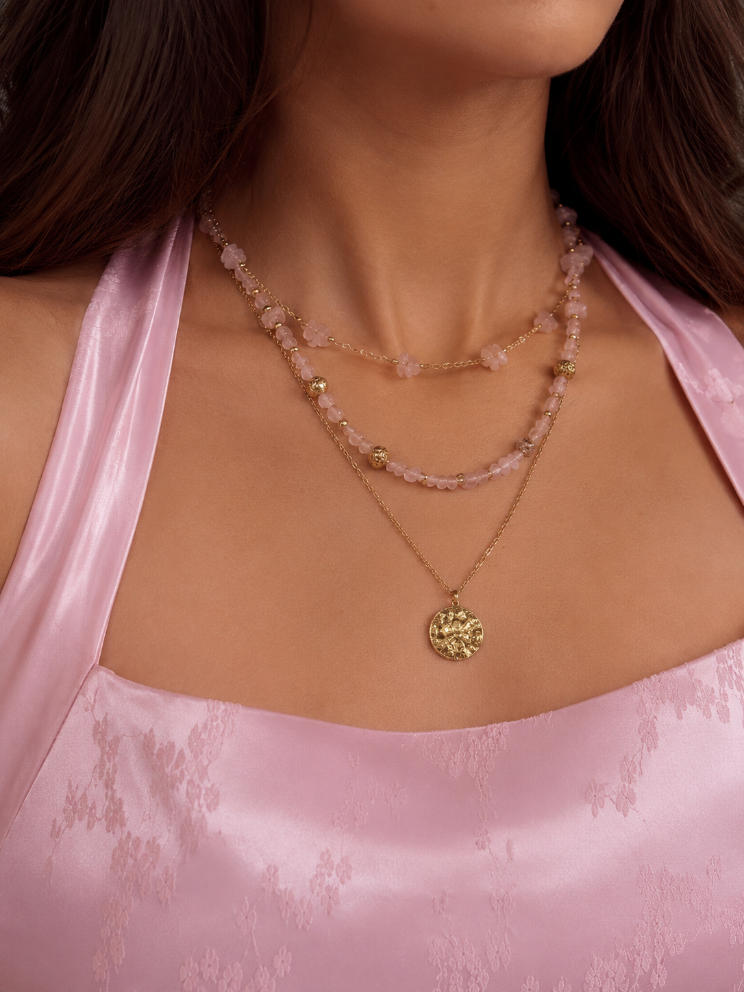 Rose Quartz Layered Necklace