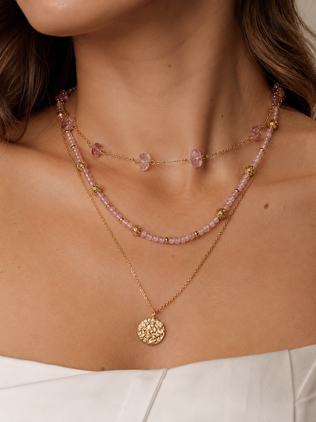 Rose Quartz Layered Necklace