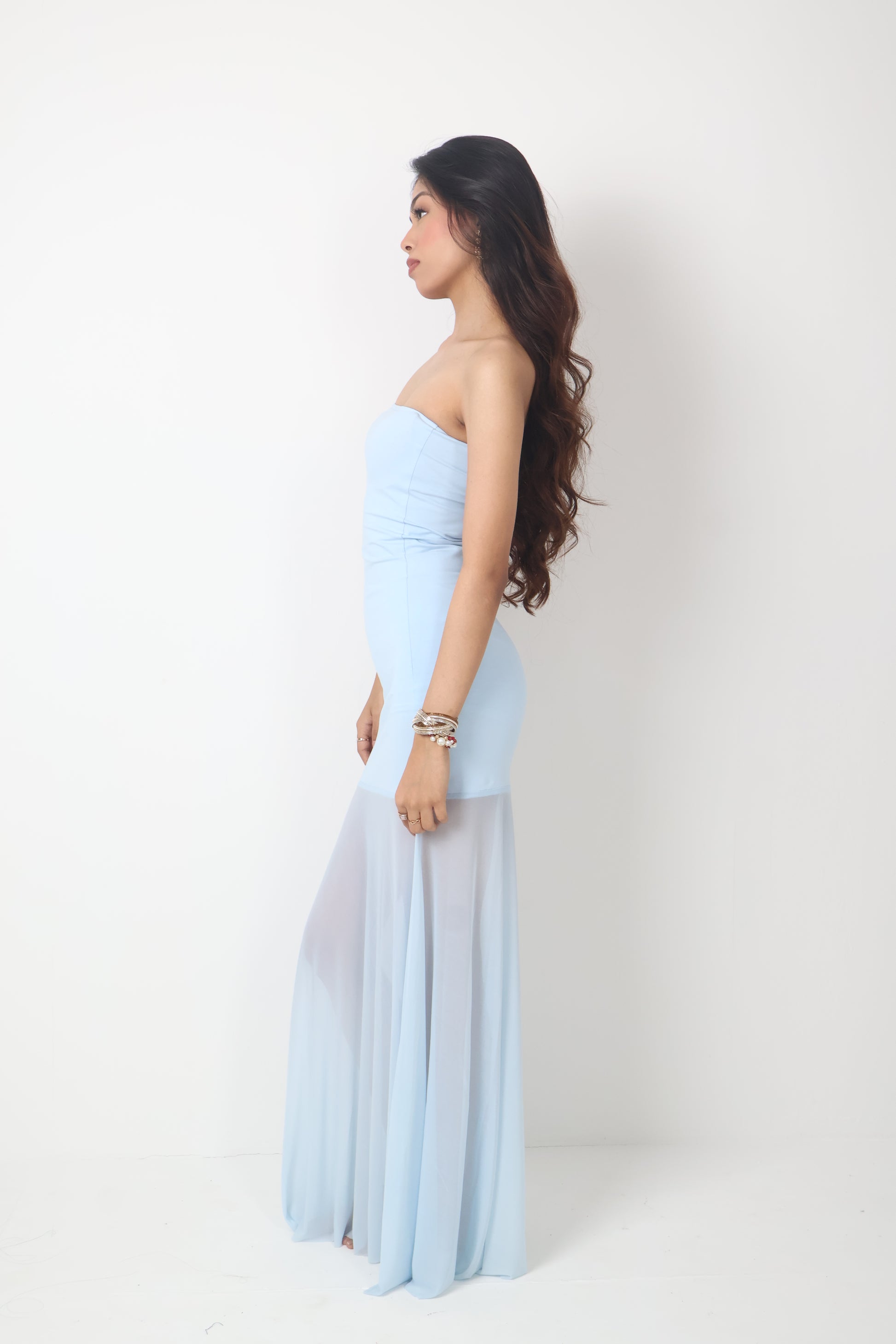 embellished bandeau cowl neck maxi dress in light blue Maxi Dress Pastel Blue Color Dress Embellished Bandeau Cowl Neck Maxi Dress In Sky Blue 10