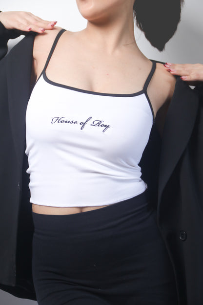 HOUSE OF REY EMBROIDERED SPAGHETTI TOP