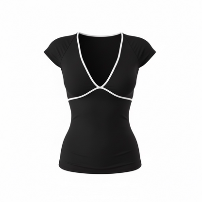 BERRY PLUNGE NECK TOP